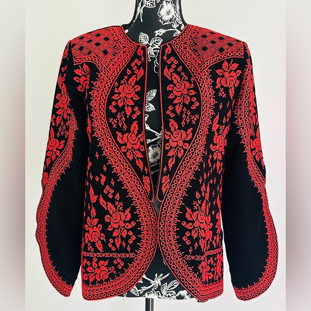 Stunning vintage black and red floral jacket
